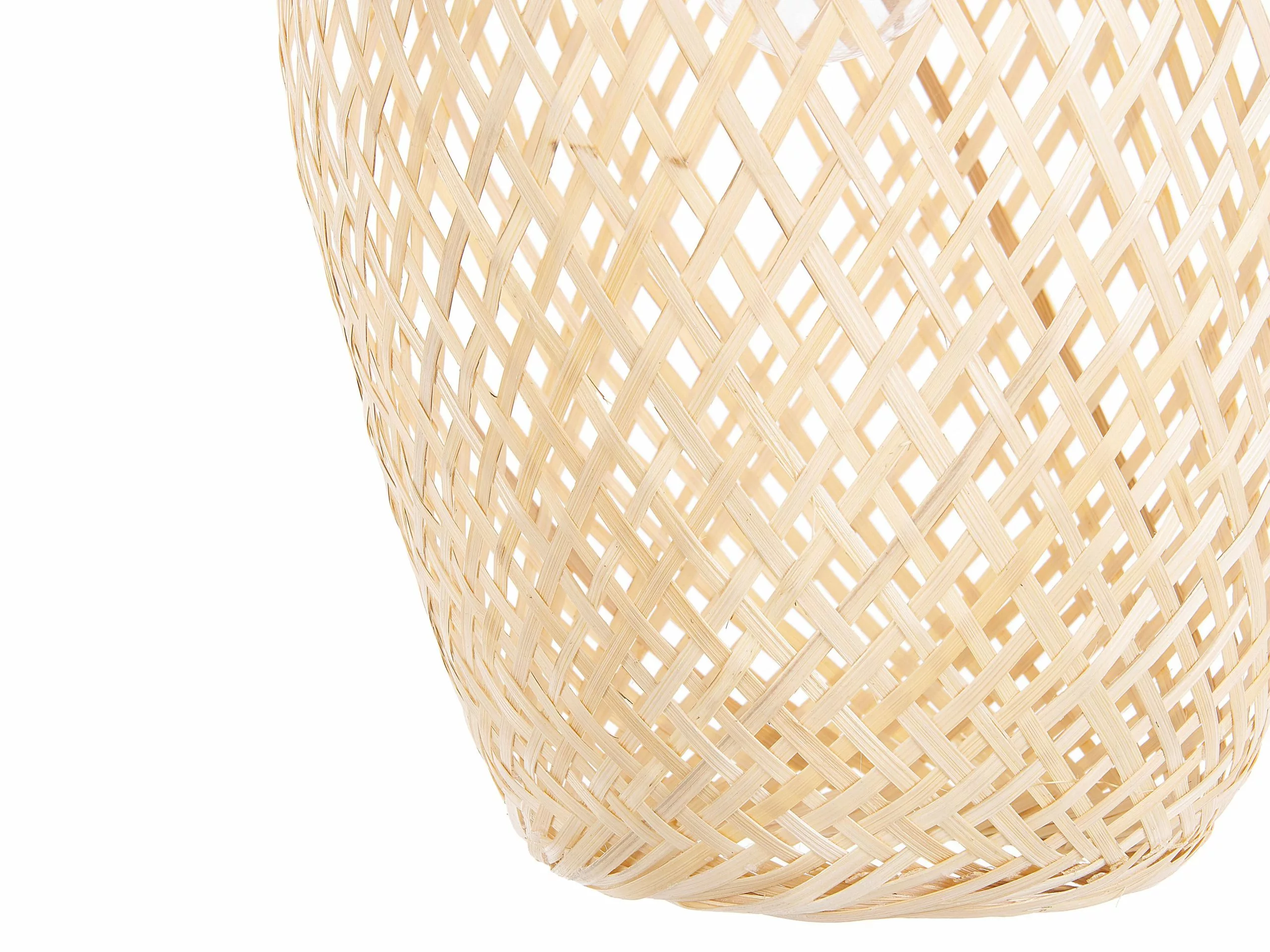 Beliani Lámpara De Techo De Madera De Bambú Clara/negro 123 Cm BOMU - Imagen 6