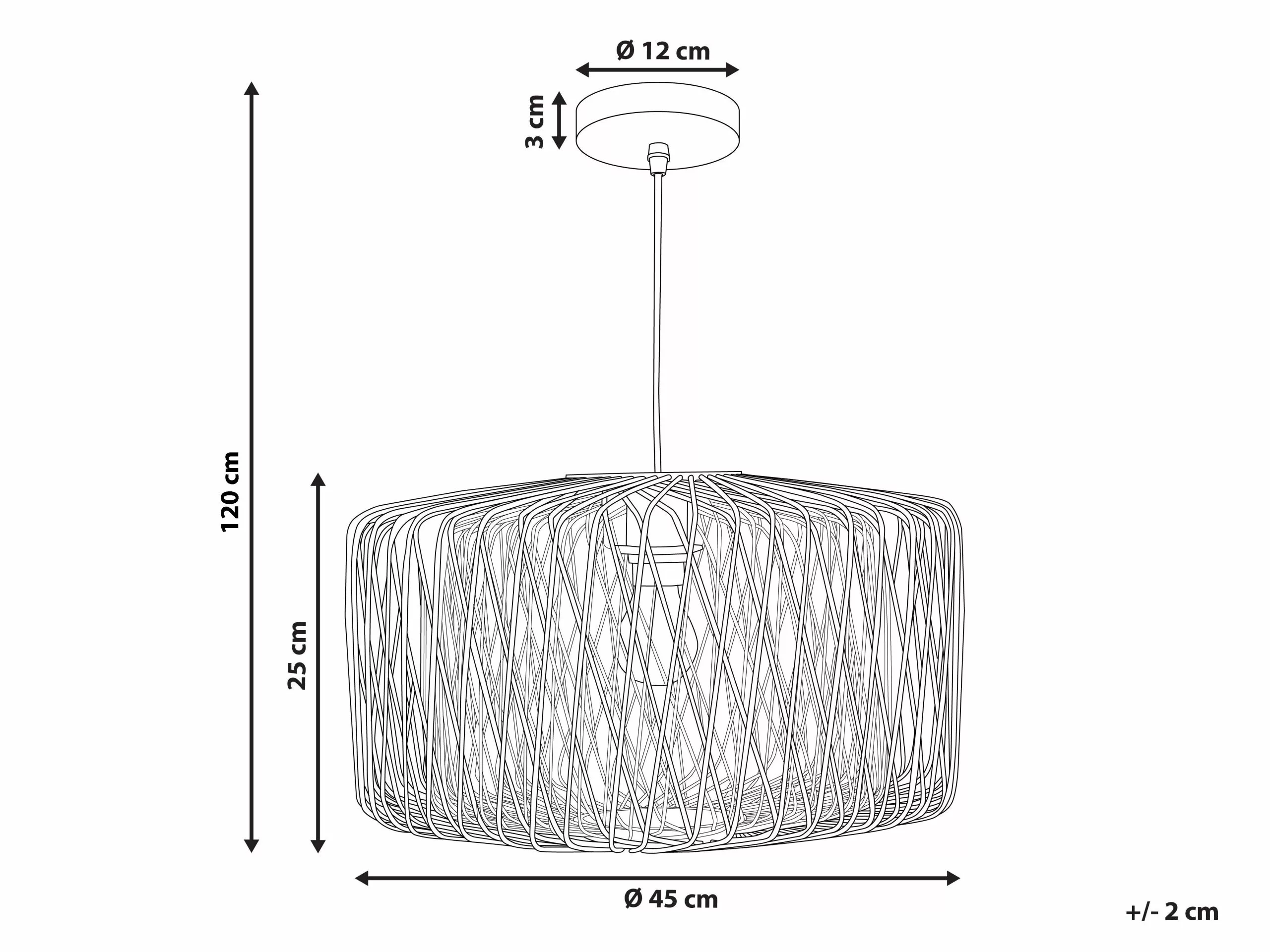 Beliani Lámpara De Techo De Madera De Bambú Clara/negro 120 Cm JAVARI 9 Beliani Lámpara De Techo De Madera De Bambú Clara/negro 120 Cm JAVARI - Imagen 9