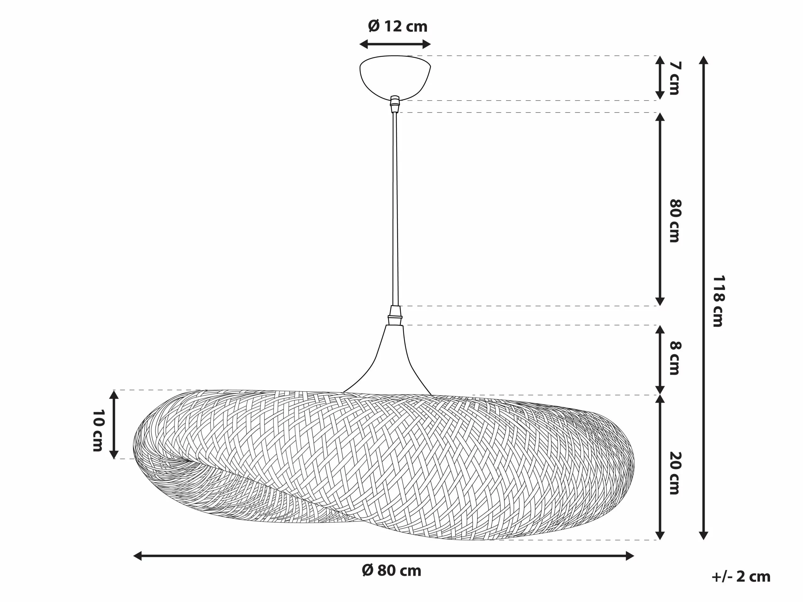 Beliani Lámpara De Techo De Bambú Madera Clara BOYNE L - Imagen 10