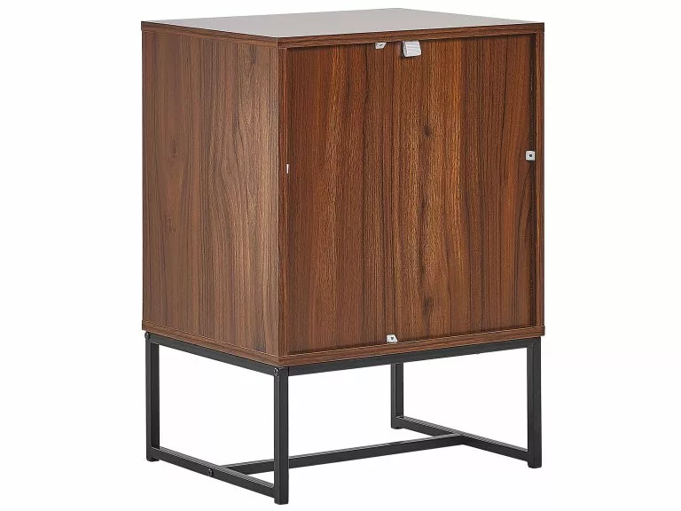 Beliani Mesita De Noche Madera Oscura/blanco NUEVA 6 Beliani Mesita De Noche Madera Oscura/blanco NUEVA - Imagen 6