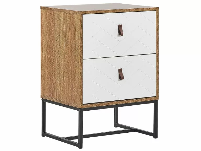 Beliani Mesita De Noche Madera Clara/blanco NUEVA