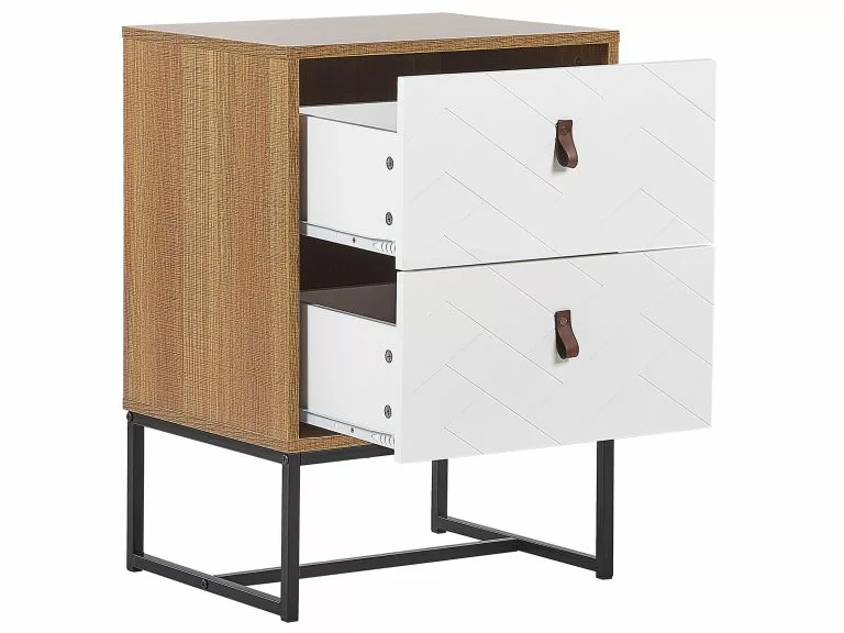 Beliani Mesita De Noche Madera Clara/blanco NUEVA - Imagen 5