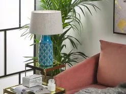 Beliani Lámpara De Mesa De Cerámica Azul THAYA -Lámparas comercio undef src sa picid 790798 type whitesh image