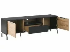 Beliani Mueble TV Negro/madera Clara ARKLEY -Lámparas comercio undef src sa picid 791809 type whitesh image
