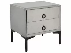 Beliani Mesita De Noche De Terciopelo Gris SEZANNE