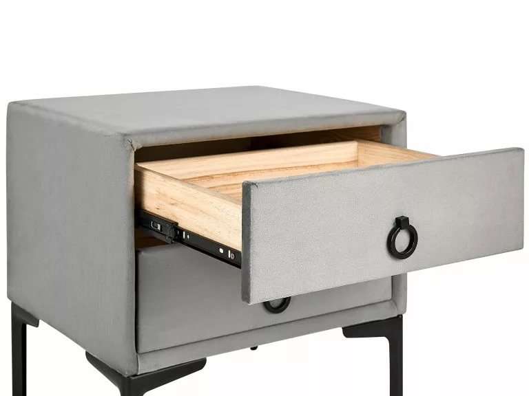 Beliani Mesita De Noche De Terciopelo Gris SEZANNE 6 Beliani Mesita De Noche De Terciopelo Gris SEZANNE - Imagen 6