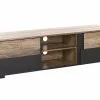 Beliani Mueble TV Negro/madera Clara STERLING