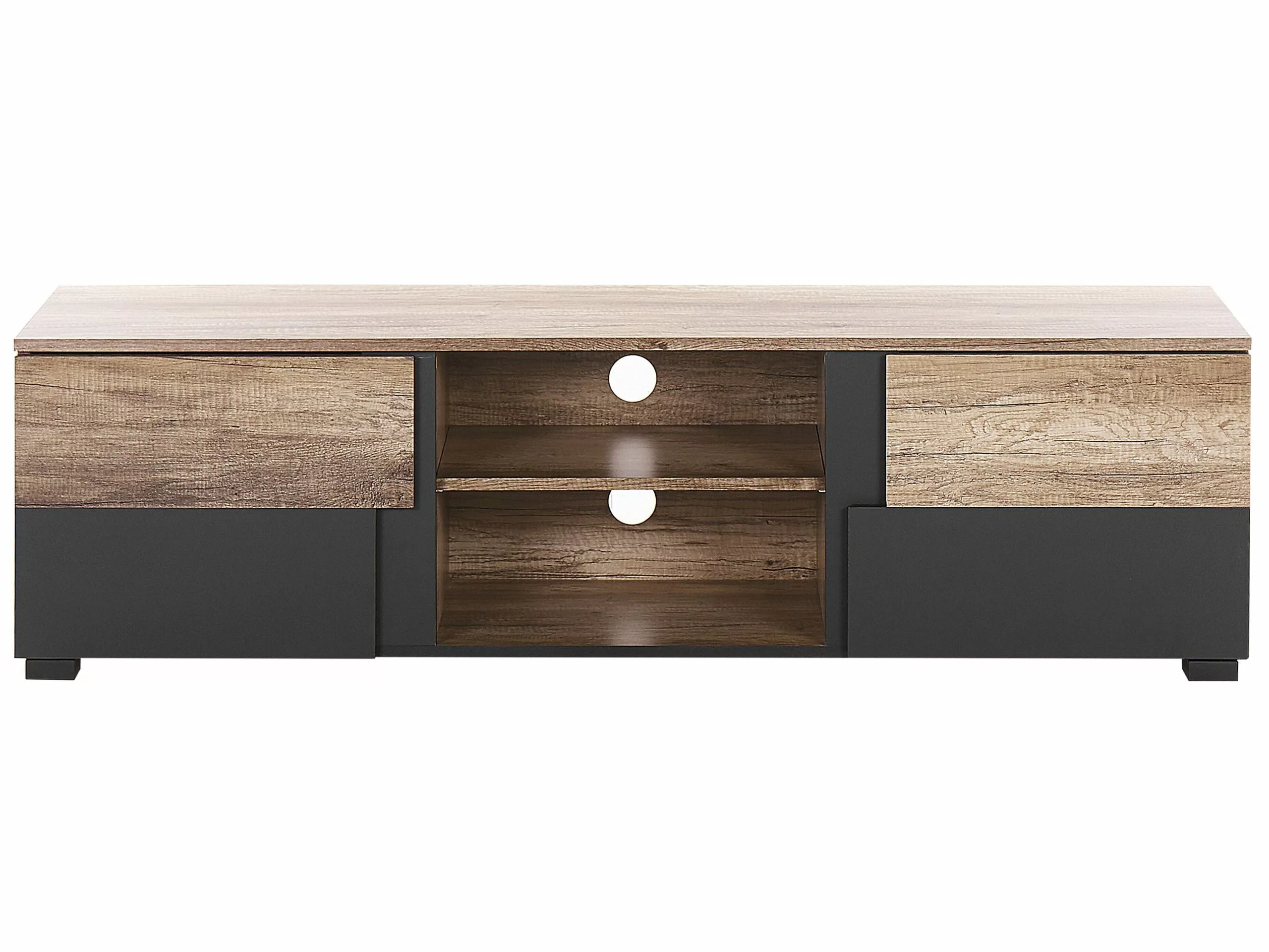 Beliani Mueble TV Negro/madera Clara STERLING 4 Beliani Mueble TV Negro/madera Clara STERLING - Imagen 4