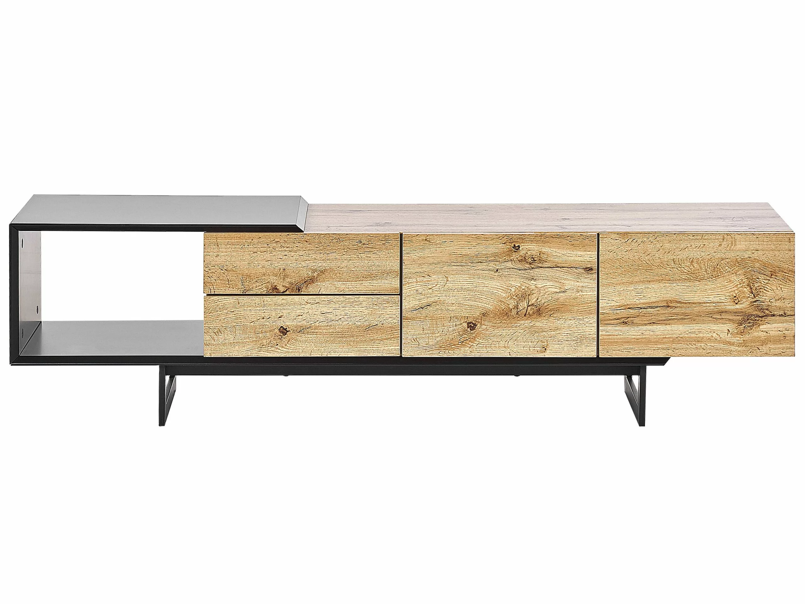 Beliani Mueble TV Madera Clara/negro 160 X 39 Cm FIORA - Imagen 5