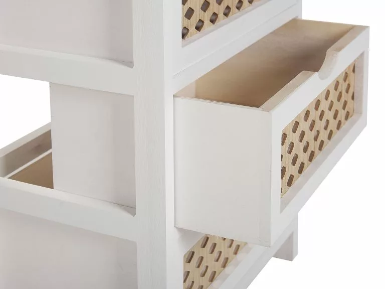 Beliani Mesita De Noche Con 3 Cajones Blanco/madera Clara LUIS 7 Beliani Mesita De Noche Con 3 Cajones Blanco/madera Clara LUIS - Imagen 7