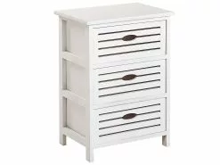 Beliani Mesita De Noche Con 3 Cajones Blanca LUCKY