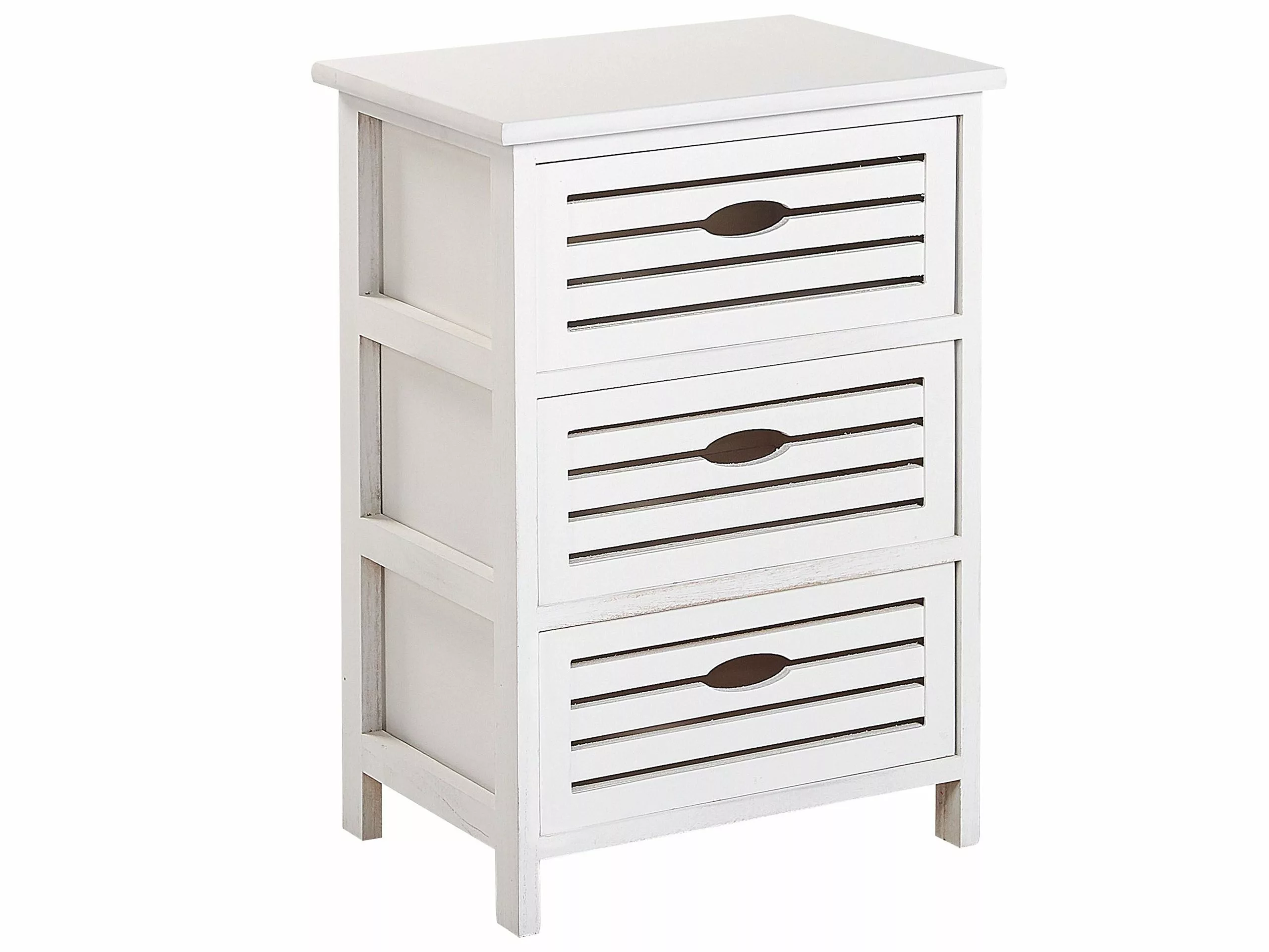 Beliani Mesita De Noche Con 3 Cajones Blanca LUCKY