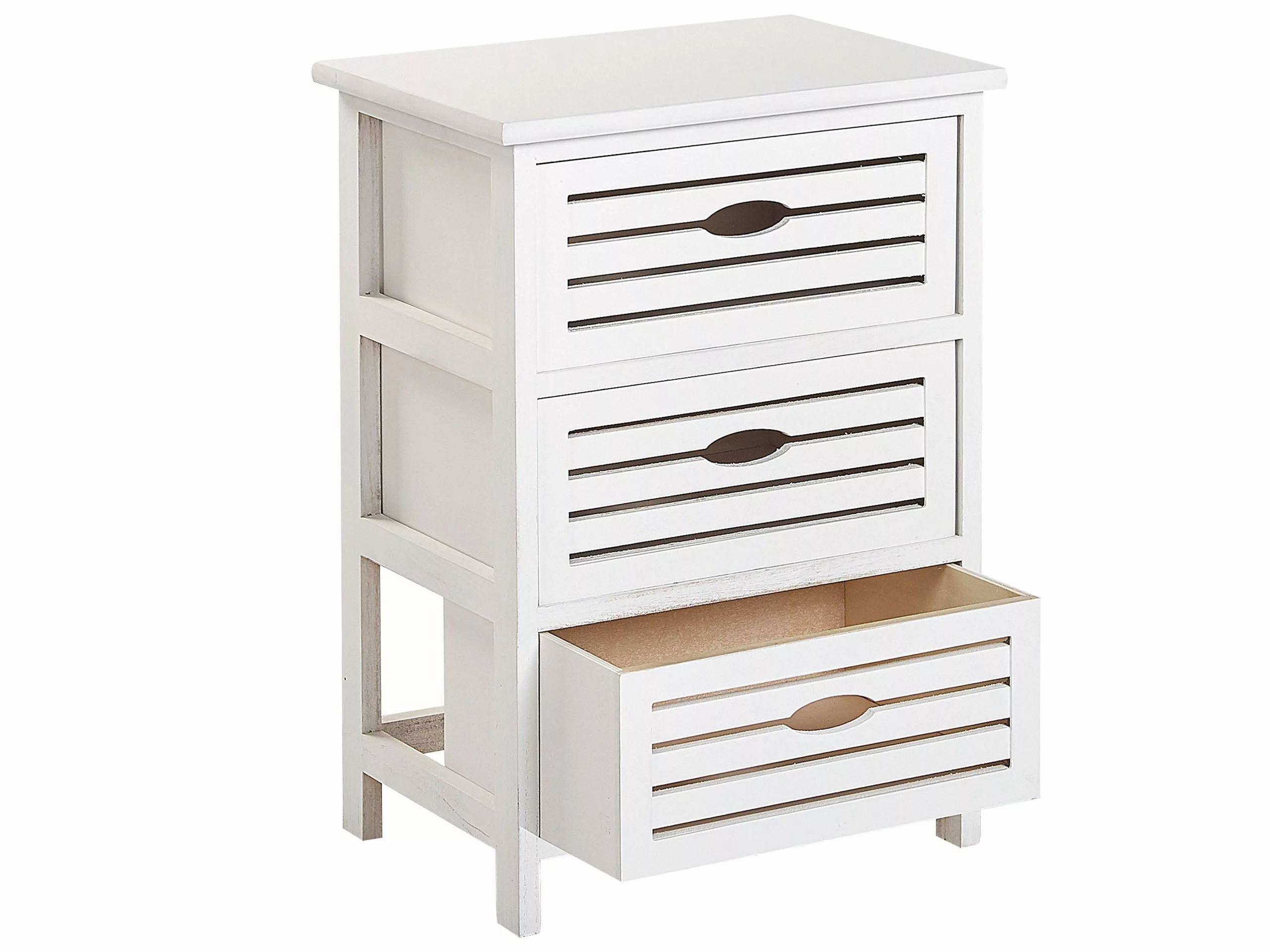 Beliani Mesita De Noche Con 3 Cajones Blanca LUCKY - Imagen 4
