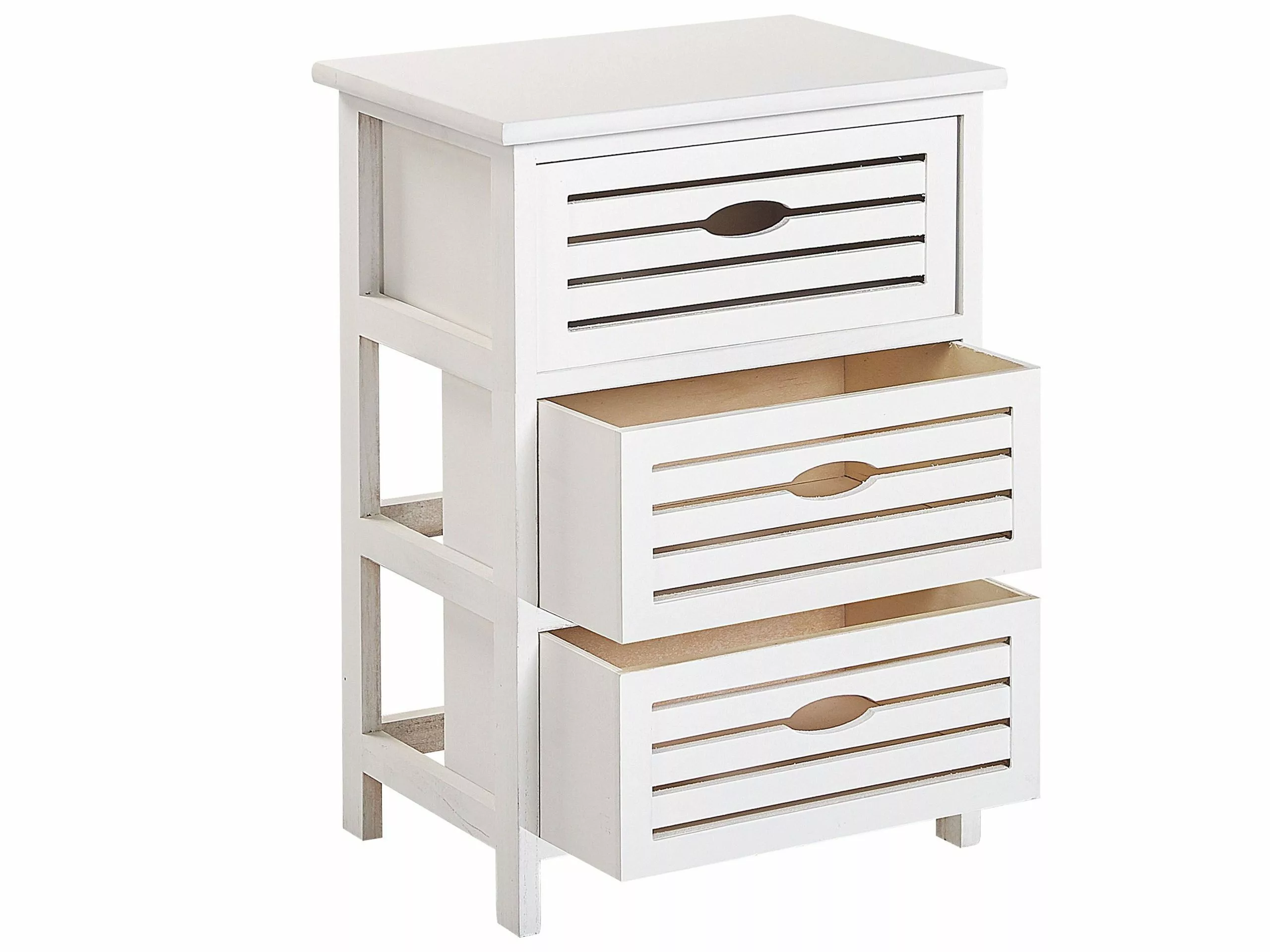 Beliani Mesita De Noche Con 3 Cajones Blanca LUCKY - Imagen 5