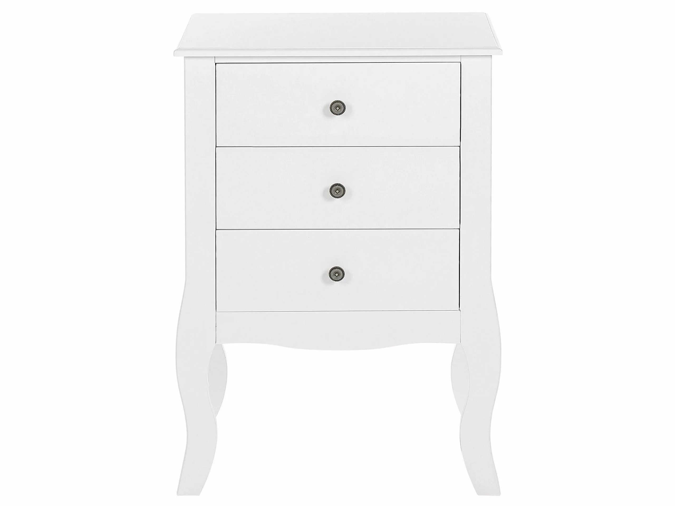 Beliani Mesa De Noche 3 Cajones Blanco 48 X 34 Cm LANE - Imagen 4