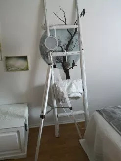 Beliani Lámpara De Pie De Madera De Pino Blanco/plateado 143 Cm ALZETTE -Lámparas comercio undef src sa picid 801257 type whitesh image