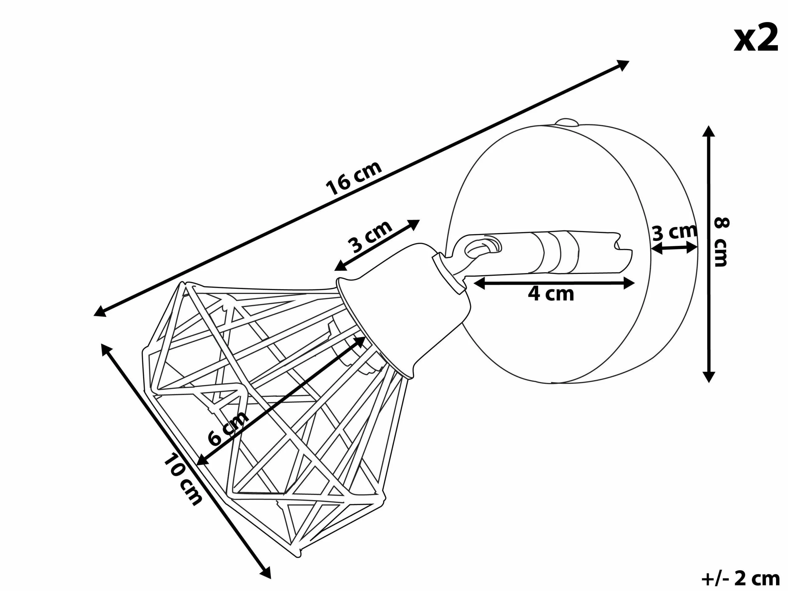 Beliani Conjunto De 2 Lámparas De Pared Cobrizas ERMA - Imagen 7