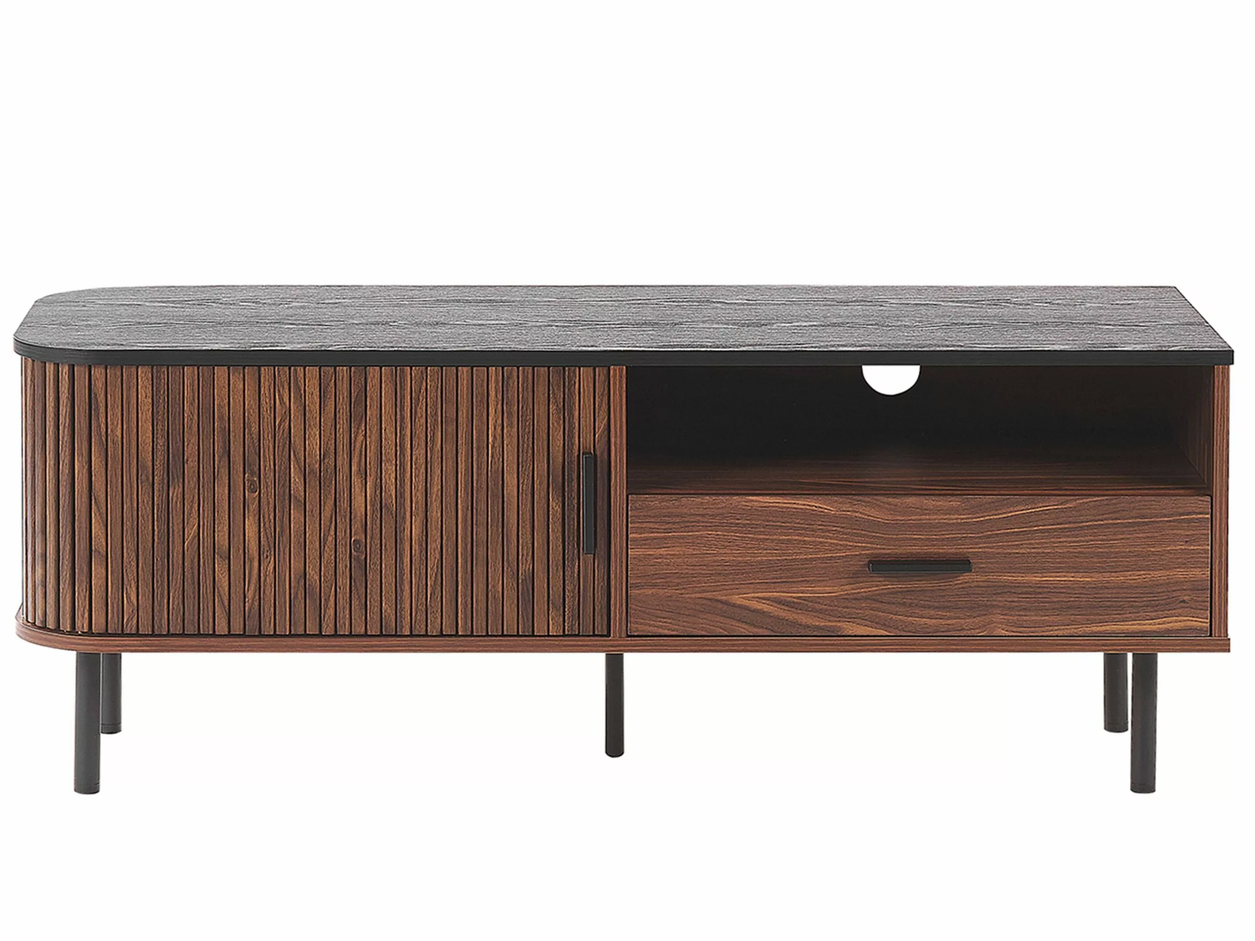 Beliani Mueble TV Madera Oscura/negro 120 X 40 Cm JOSE 7 Beliani Mueble TV Madera Oscura/negro 120 X 40 Cm JOSE - Imagen 7