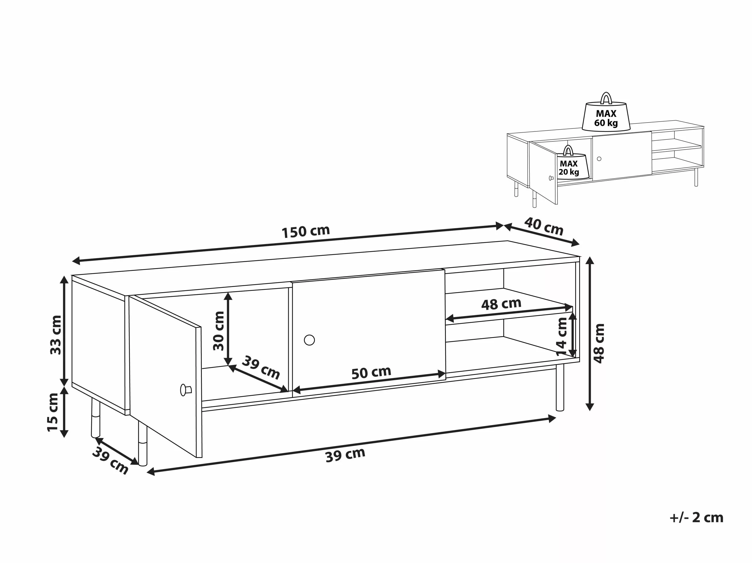 Beliani Mueble TV Negro/madera Clara ABILEN 10 Beliani Mueble TV Negro/madera Clara ABILEN - Imagen 10