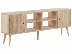 Beliani Mueble TV De Madera De Caucho Clara 145 X 59 Cm CHANDLER