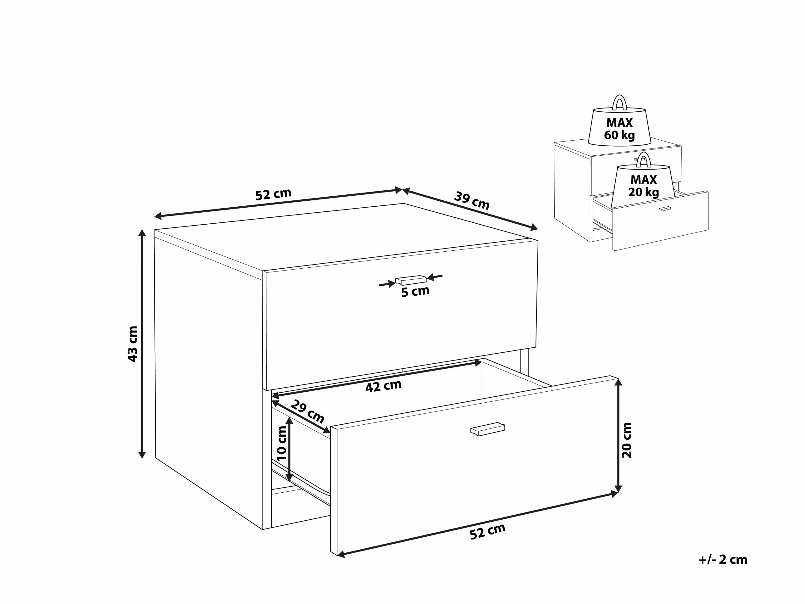 Beliani Mesita De Noche Blanco/madera Clara EDISON - Imagen 10