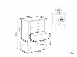 Beliani Mesa De Noche 3 Cajones Blanco 48 X 34 Cm LANE -Lámparas comercio undef src sa picid 817872 type whitesh image