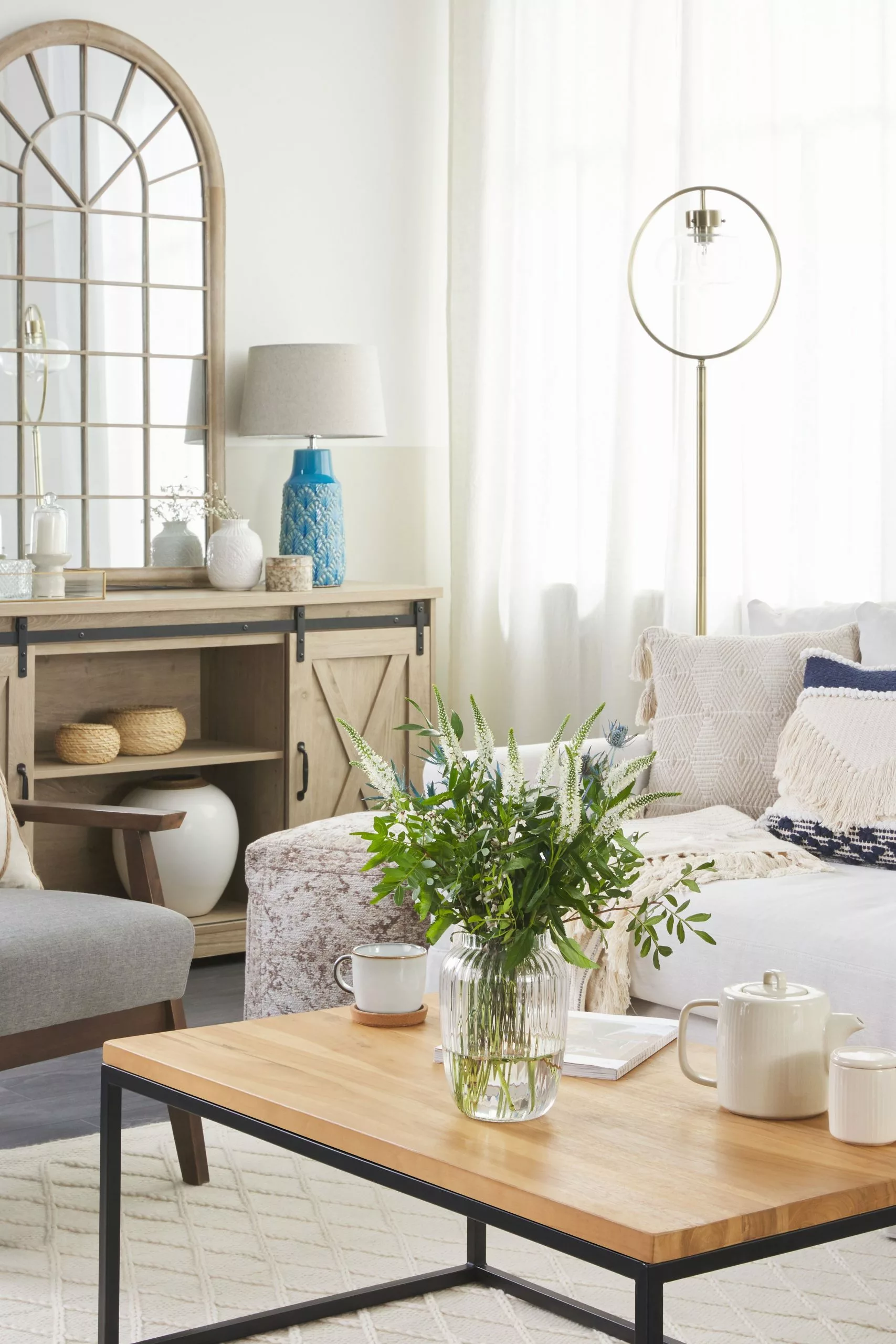 Beliani Lámpara De Mesa De Cerámica Azul THAYA - Imagen 4