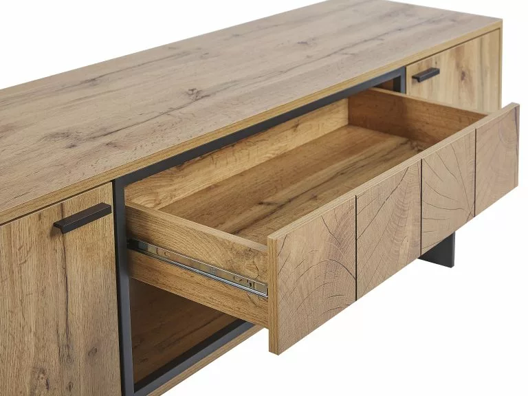 Beliani Mueble TV De Madera Clara/negro 160 X 40 Cm BOISO 7 Beliani Mueble TV De Madera Clara/negro 160 X 40 Cm BOISO - Imagen 7