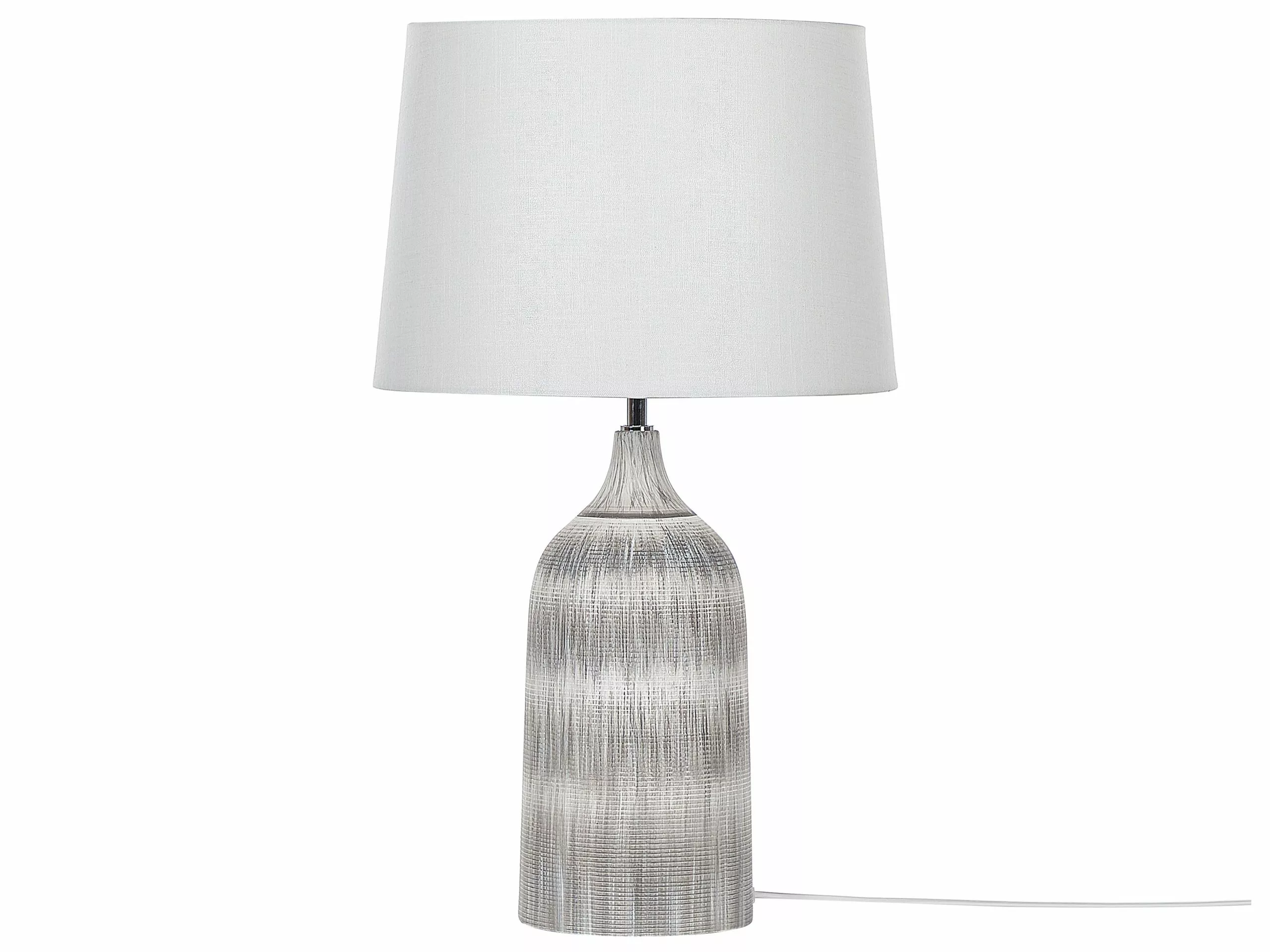 Beliani Lámpara De Mesa De Cerámica Gris Claro/blanco Crema 66 Cm GEORGINA