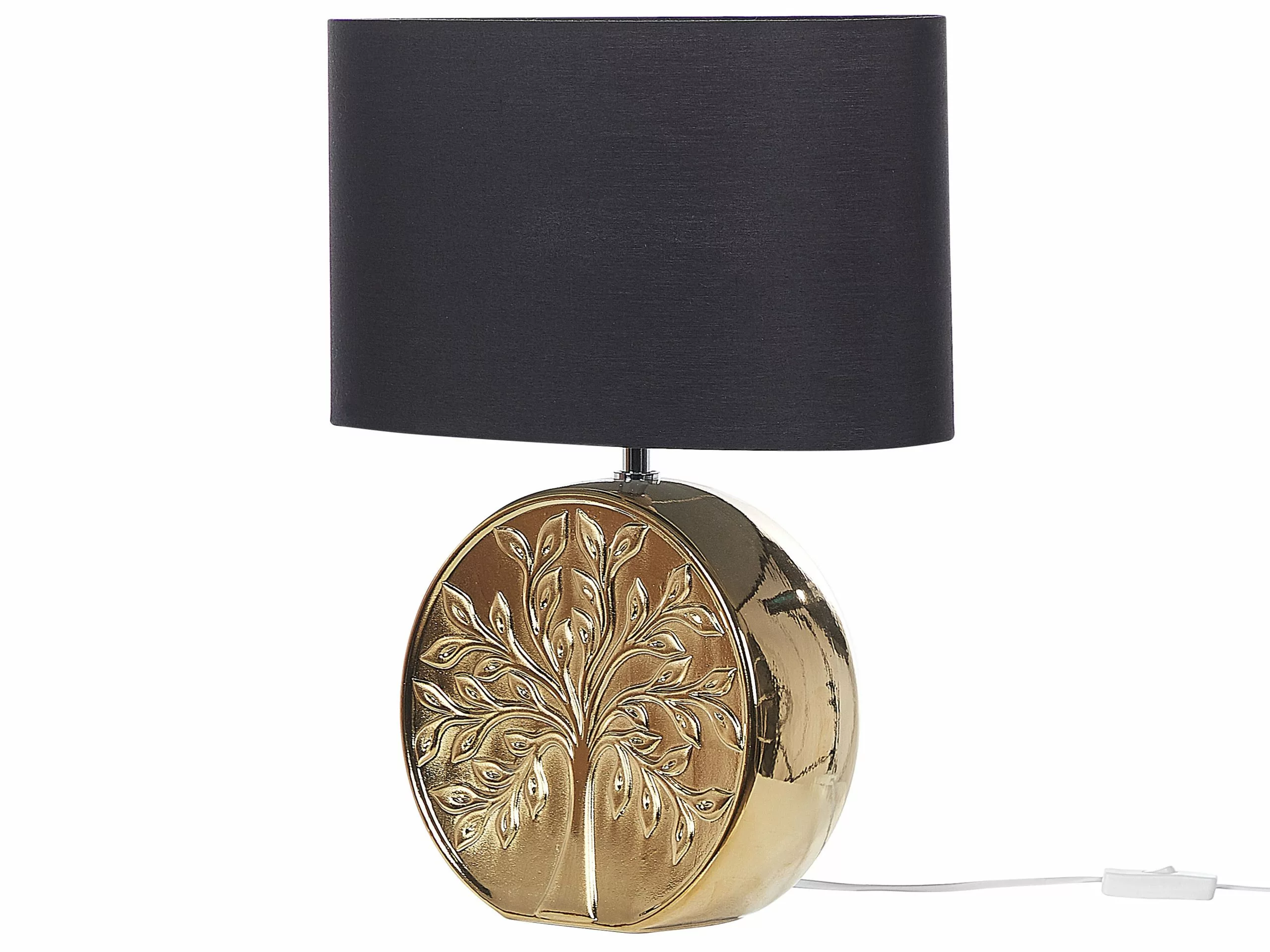 Beliani Lámpara De Mesa De Cerámica Dorado/negro 48 Cm KHERLEN