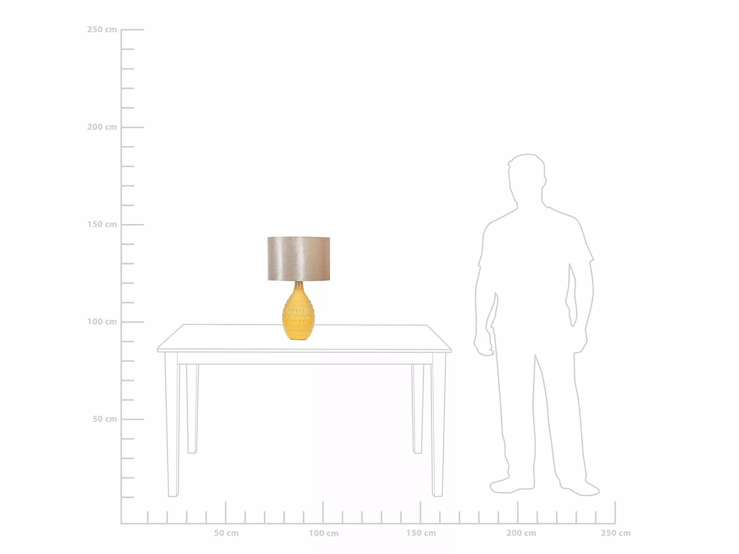 Beliani Lámpara De Mesa De Cerámica Amarillo/dorado 52 Cm HADDAS - Imagen 8