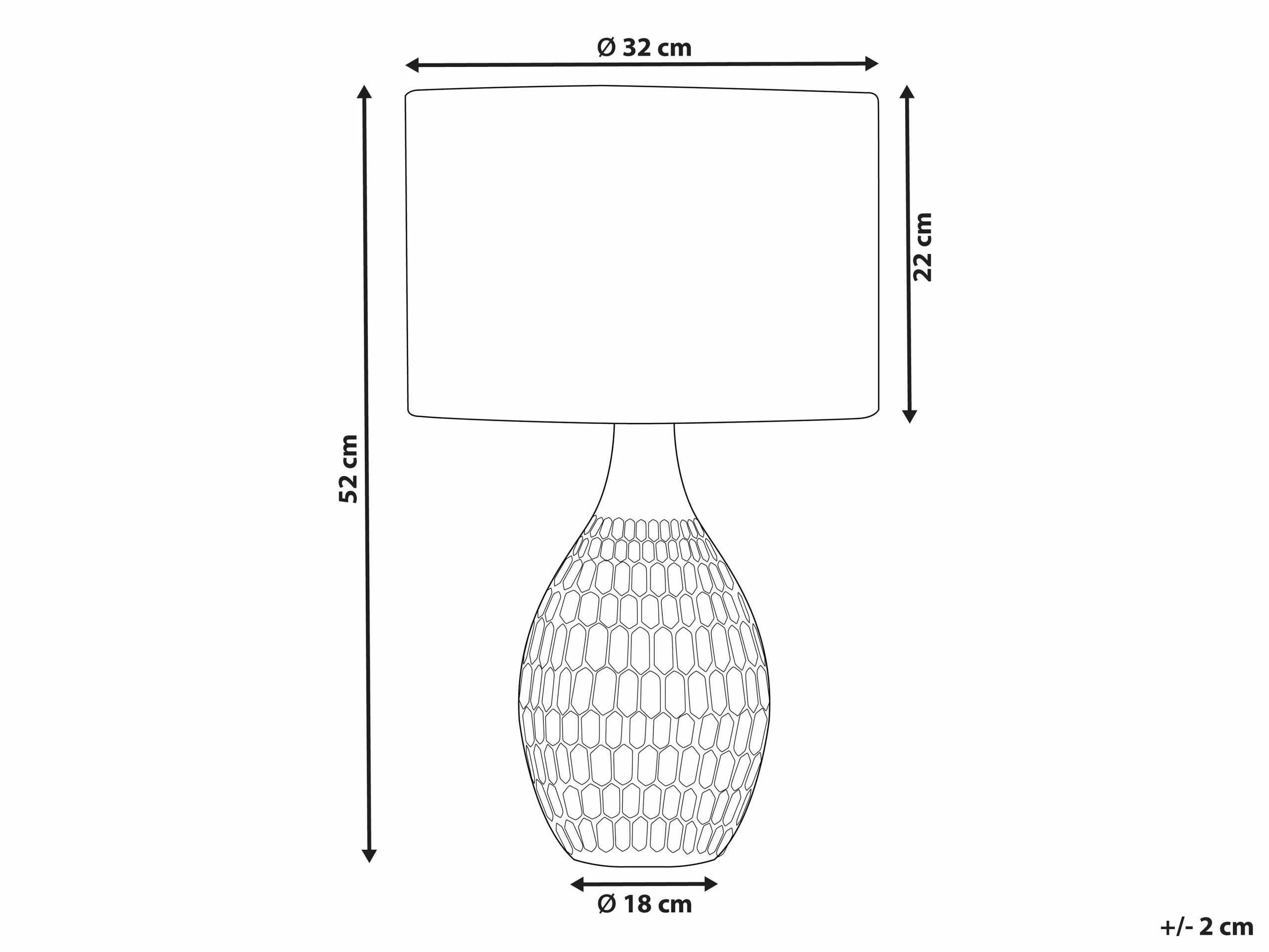 Beliani Lámpara De Mesa De Cerámica Amarillo/dorado 52 Cm HADDAS - Imagen 9