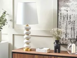 Beliani Lámpara De Mesa De Metal Blanco/dorado 80 Cm FRIO -Lámparas comercio undef src sa picid 823027 type whitesh image