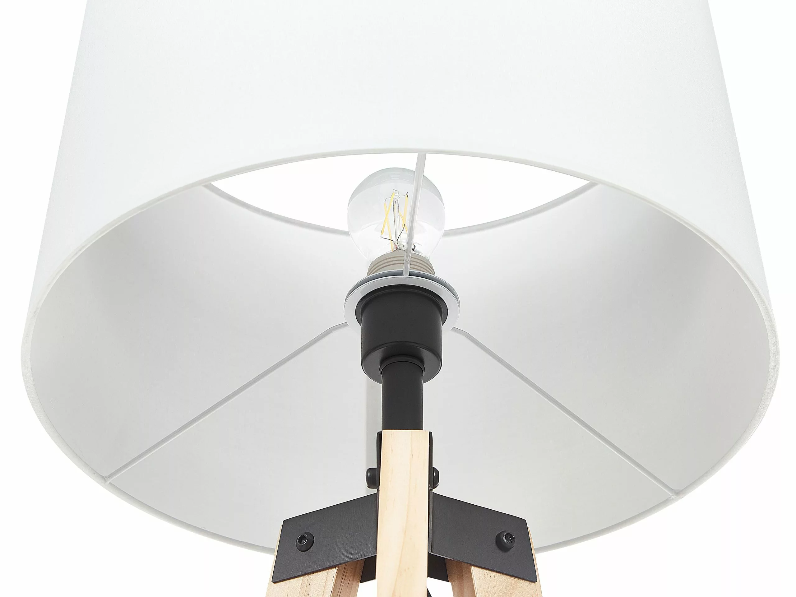 Beliani Lámpara De Pie De Madera De Pino Clara/blanco/negro 149 Cm BLUFF - Imagen 6