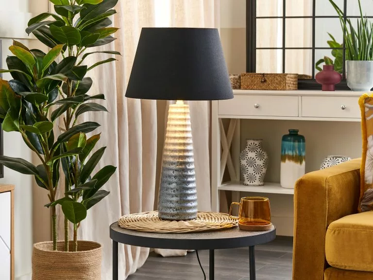 Beliani Lámpara De Mesa De Cerámica Plateado/negro 58 Cm VILNIA - Imagen 2