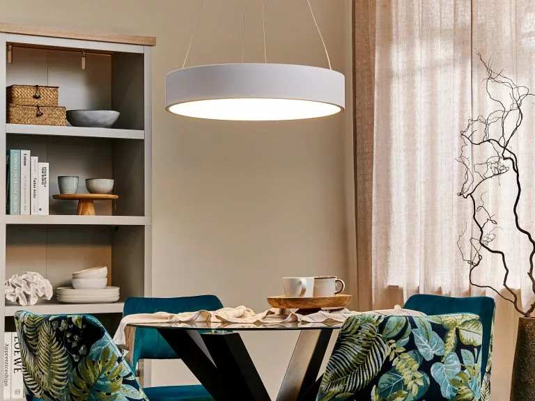 Beliani Lámpara De Techo LED De Metal Blanco ⌀ 60 Cm LENYA 2 Beliani Lámpara De Techo LED De Metal Blanco ⌀ 60 Cm LENYA - Imagen 2