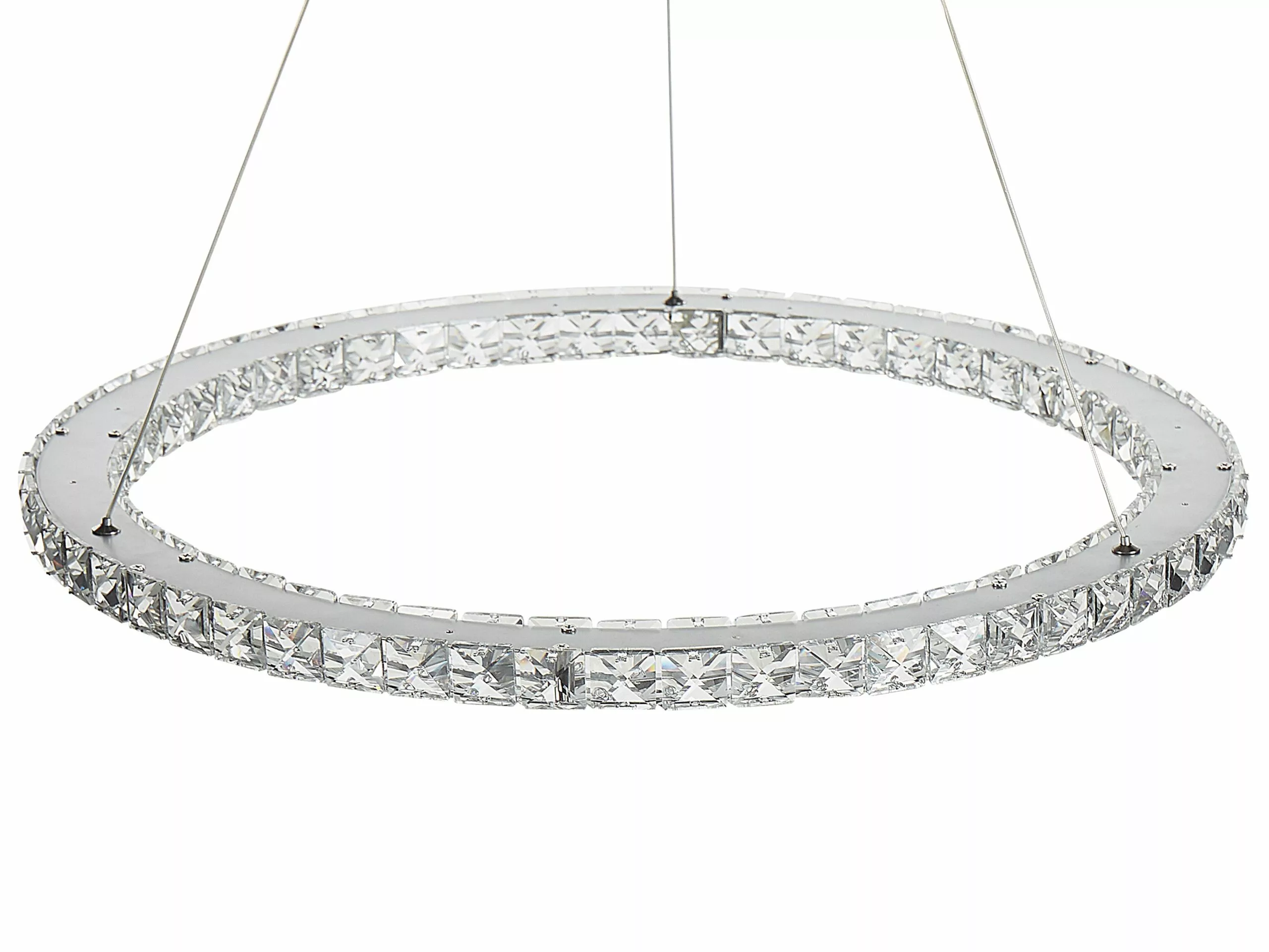 Beliani Lámpara De Techo LED De Cristal/metal Plateado ⌀ 60 Cm MAGAT 4 Beliani Lámpara De Techo LED De Cristal/metal Plateado ⌀ 60 Cm MAGAT - Imagen 4