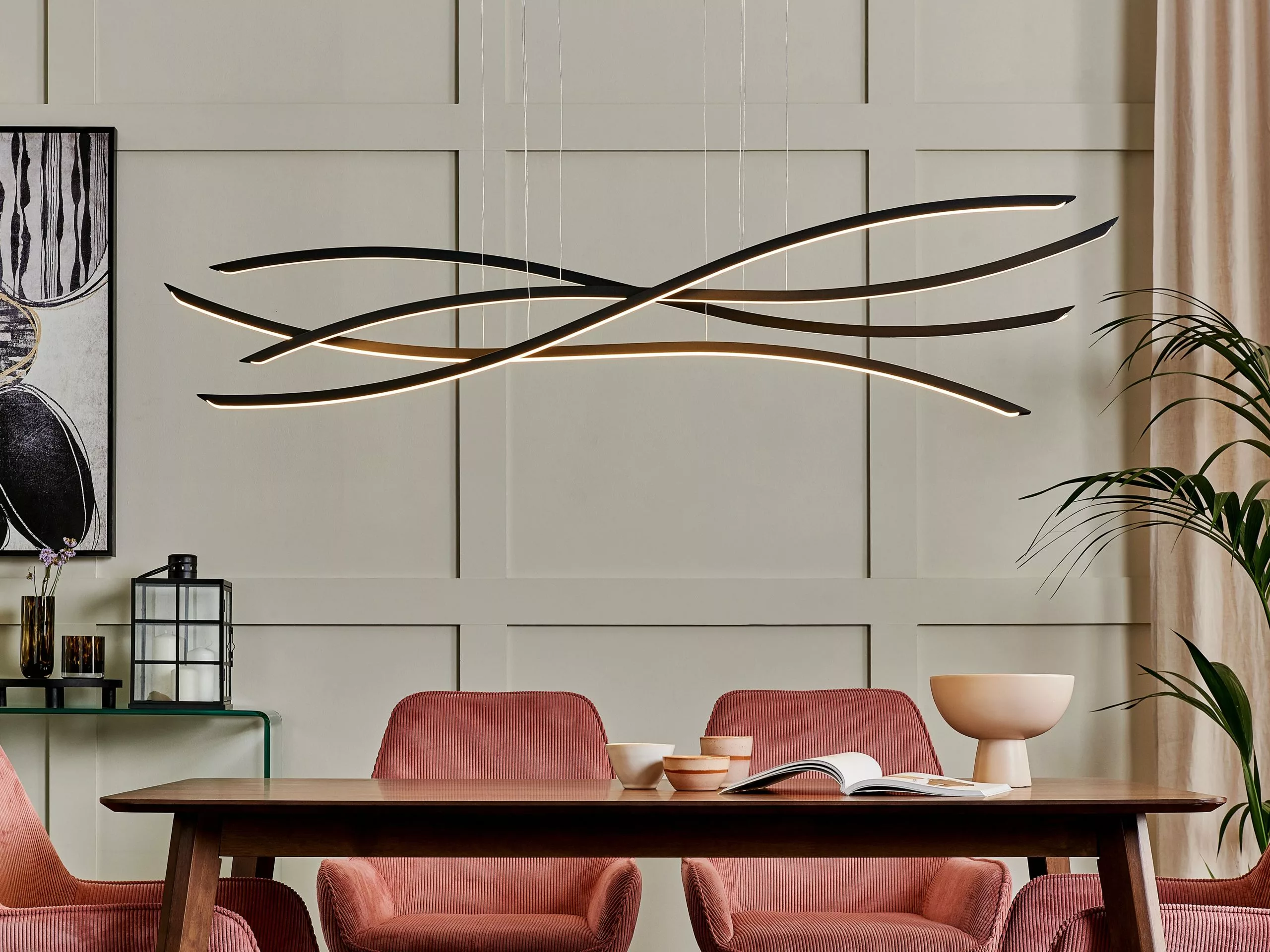 Beliani Lámpara De Techo LED De Metal Negro 160 Cm CALAO - Imagen 2