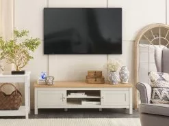 Beliani Mueble TV Madera Clara/beige Crema ATOCA -Lámparas comercio undef src sa picid 825396 type whitesh image