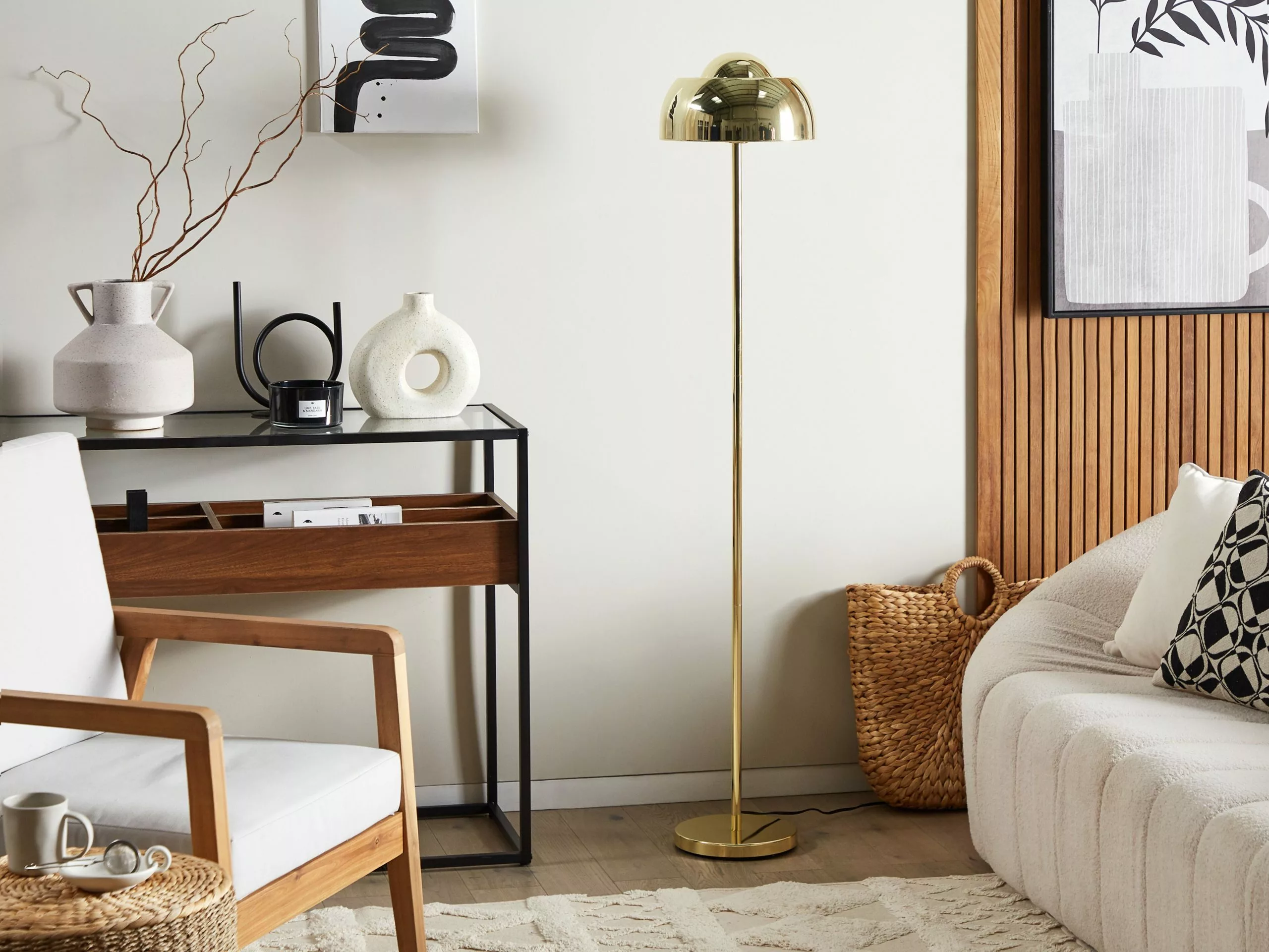 Beliani Lámpara De Pie De Metal Dorado 148 Cm SENETTE - Imagen 5