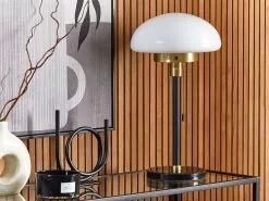 Beliani Lámpara De Mesa De Metal Negro/dorado/blanco 55 Cm MINIJA -Lámparas comercio undef src sa picid 825873 type whitesh image