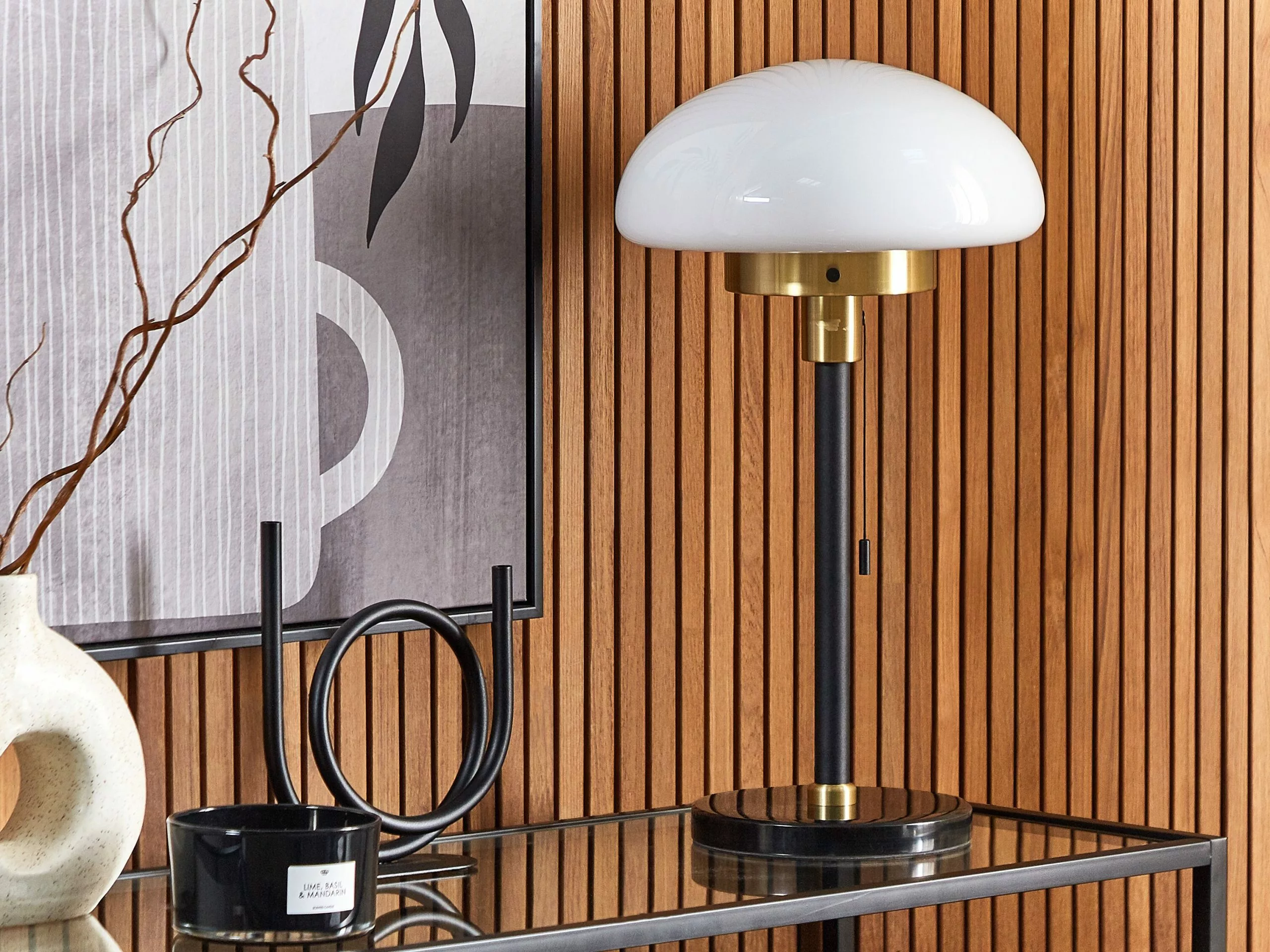 Beliani Lámpara De Mesa De Metal Negro/dorado/blanco 55 Cm MINIJA - Imagen 7