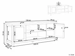 Beliani Mueble TV Gris Claro 130 X 39 Cm HAMP -Lámparas comercio undef src sa picid 826013 type whitesh image