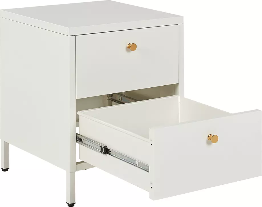 Beliani Mesa De Noche De Metal Blanco/dorado 43 X 40 Cm KYLEA - Imagen 7