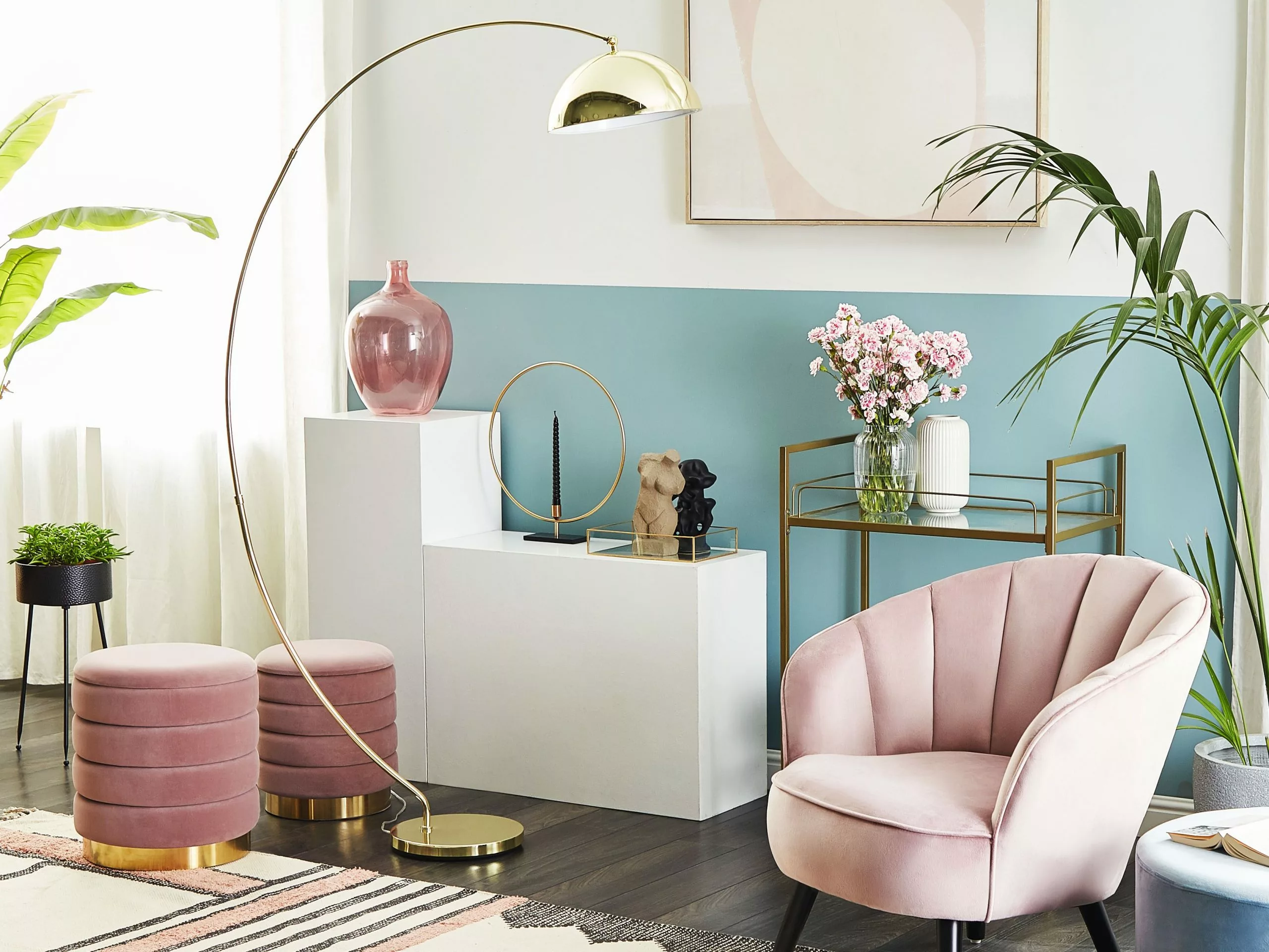 Beliani Lámpara De Pie De Metal Dorado 188 Cm KAMA - Imagen 3