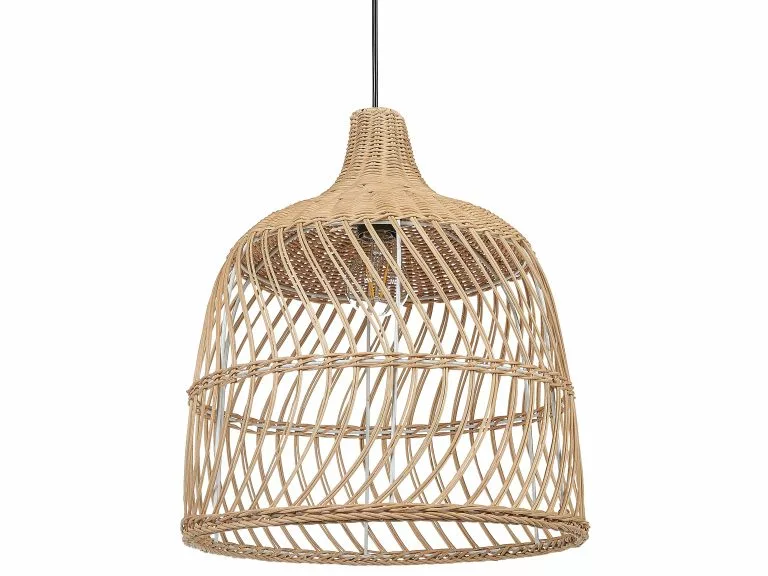 Beliani Lámpara De Techo De Ratán Beige/natural 124 Cm PANGANI