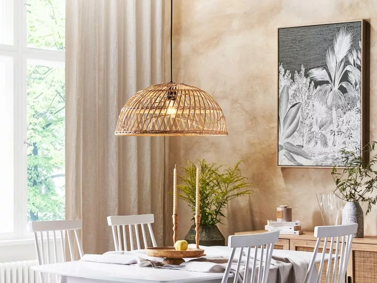 Beliani Lámpara De Techo De Ratán Beige/natural 123 Cm RAVINE - Imagen 2