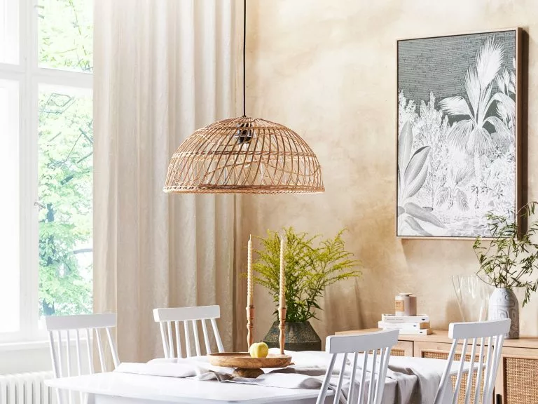 Beliani Lámpara De Techo De Ratán Beige/natural 123 Cm RAVINE - Imagen 3