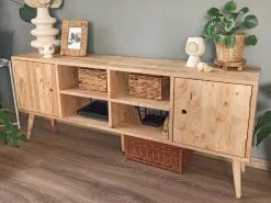 Beliani Mueble TV De Madera De Caucho Clara 145 X 59 Cm CHANDLER 12 Beliani Mueble TV De Madera De Caucho Clara 145 X 59 Cm CHANDLER -Lámparas comercio undef src sa picid 828665 type whitesh image