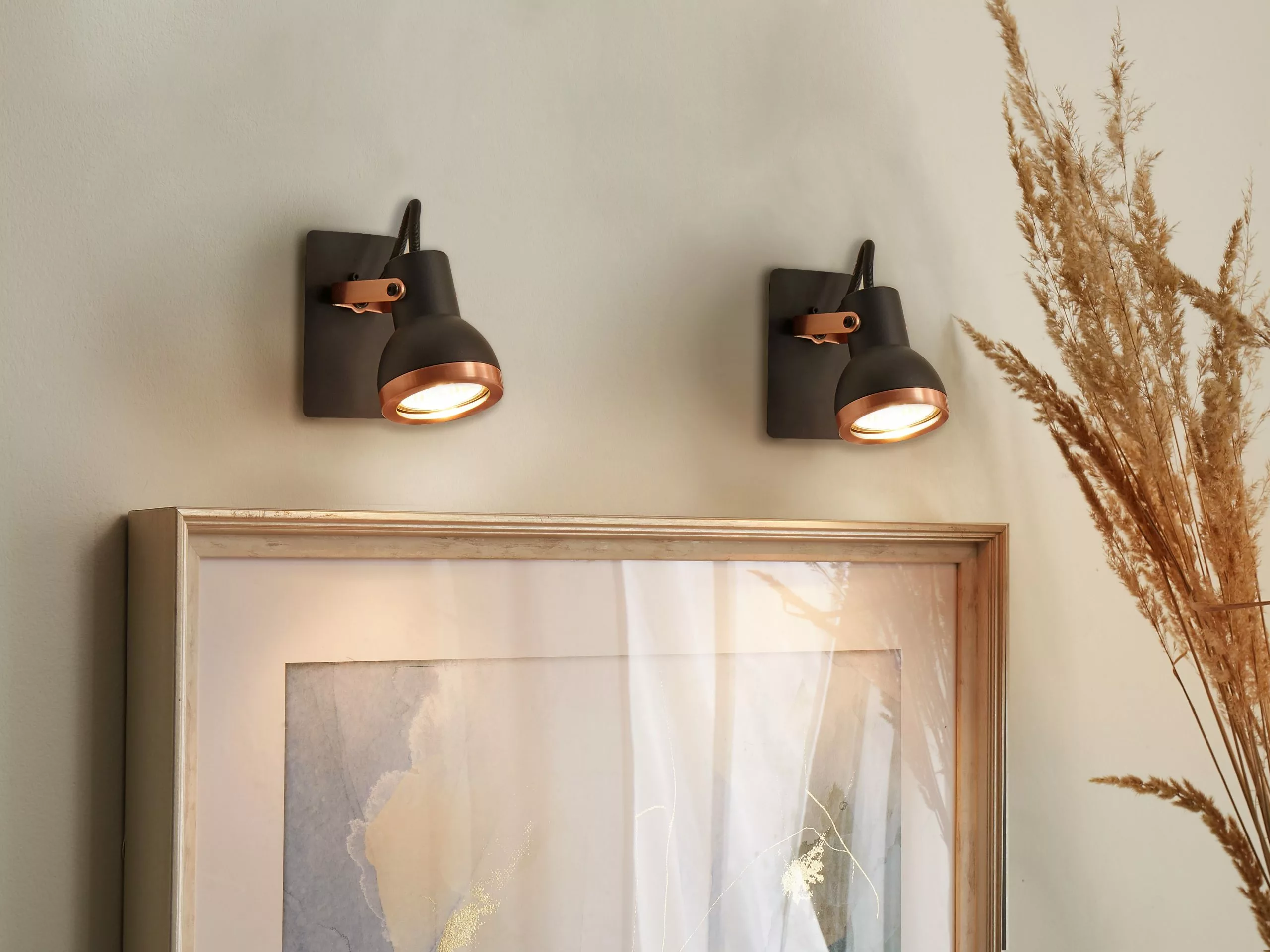 Beliani Conjunto De 2 Lámparas De Pared De Metal Negro/cobrizo BARO - Imagen 2